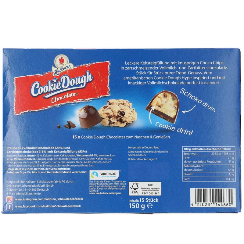  Halloren Cookie Dough Chocolate Chip 150g 