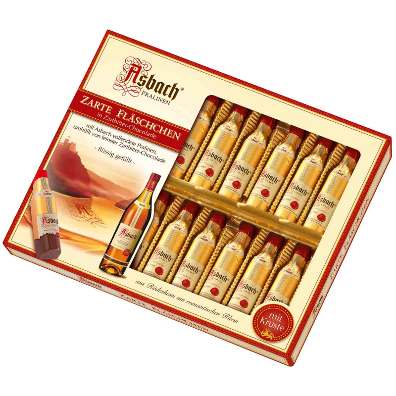  Asbach Pralinen Zarte Fläschchen Zartbitter mit Kruste 250g 