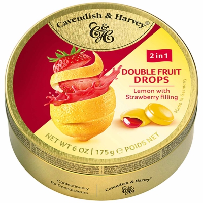 Cavendish & Harvey Double Fruit Drops Lemon with Strawberry Filling 175g 