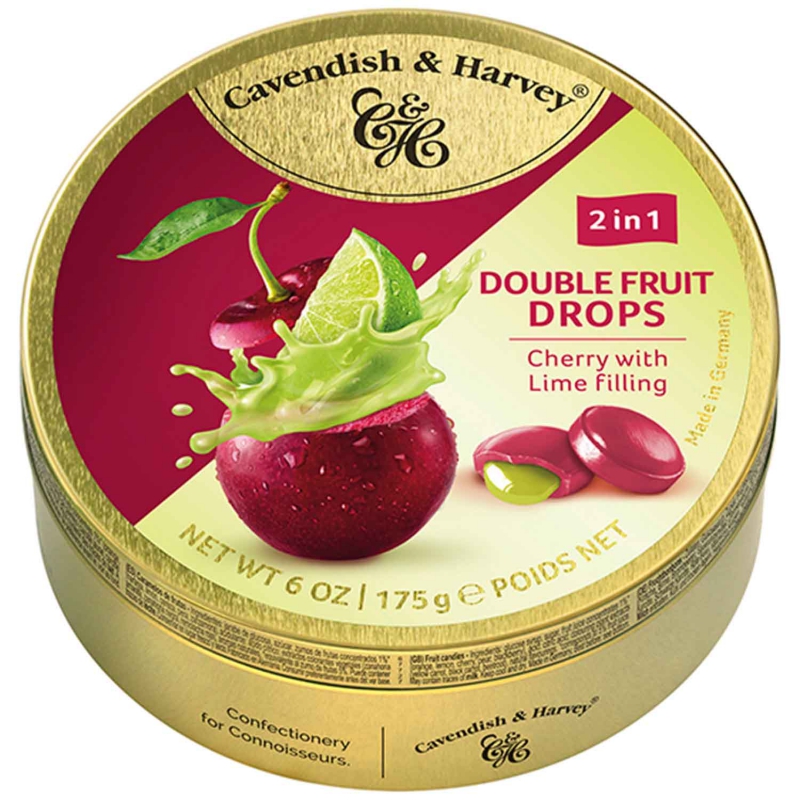  Cavendish & Harvey Double Fruit Drops Cherry with Lime Filling 175g 
