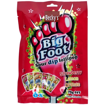  Becky's Big Foot Sour Dip Lollipop 5x12g 